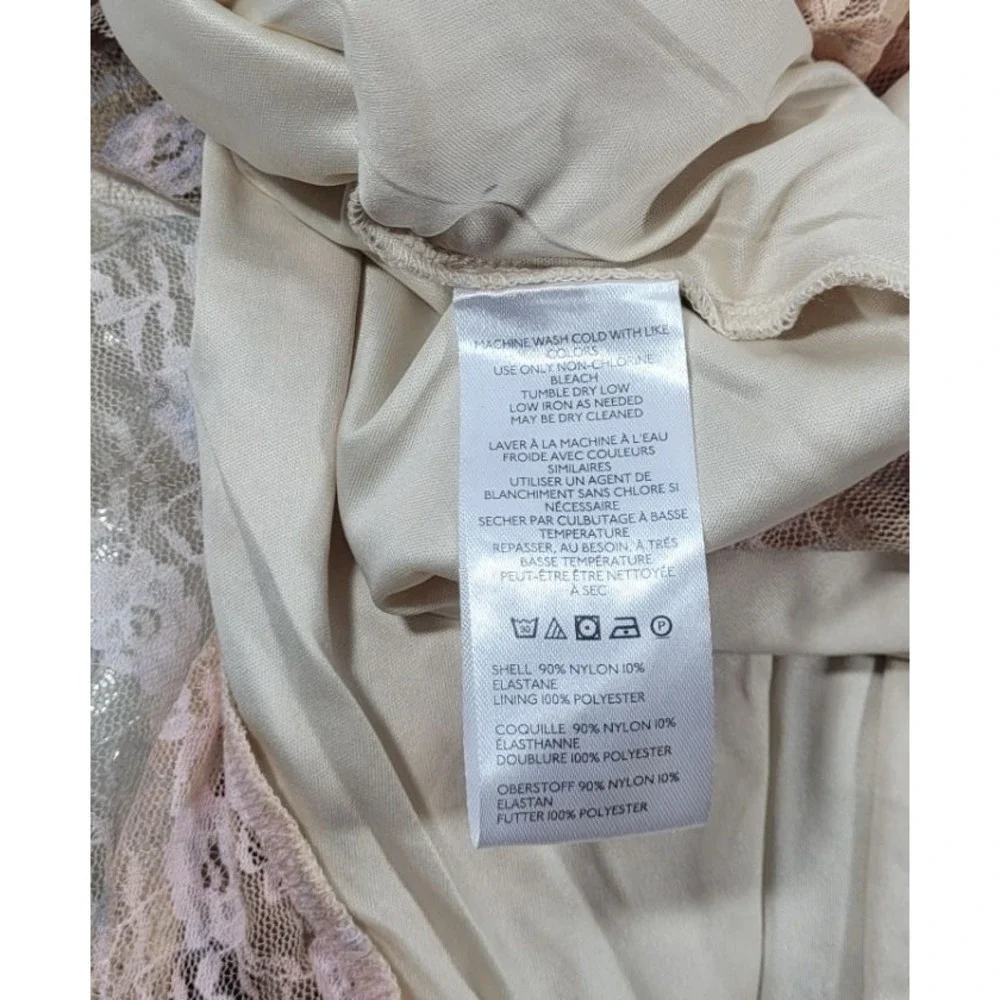 Kimchi Blue Asymetrical Handkerchief Hem Lace Boho Slip Dress - Peach - XS - Picture 5 of 5